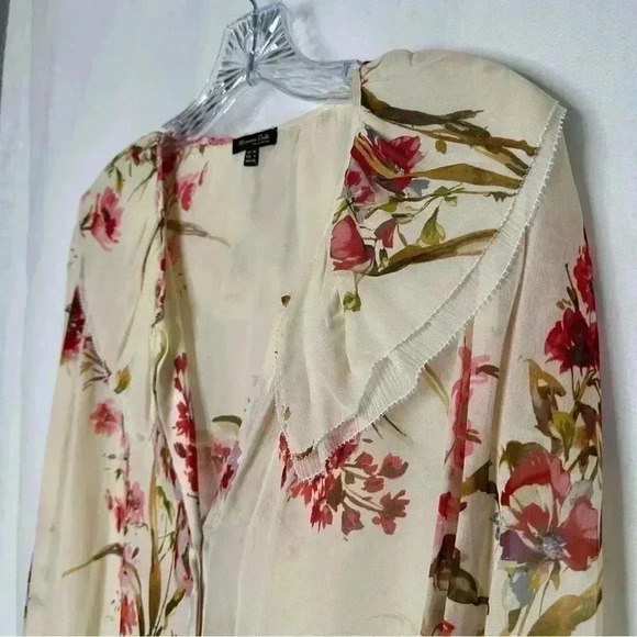 Massimo Dutti Floral Georgette Long Sleeve Blouse Button down Size 6 - Picture 5 of 16